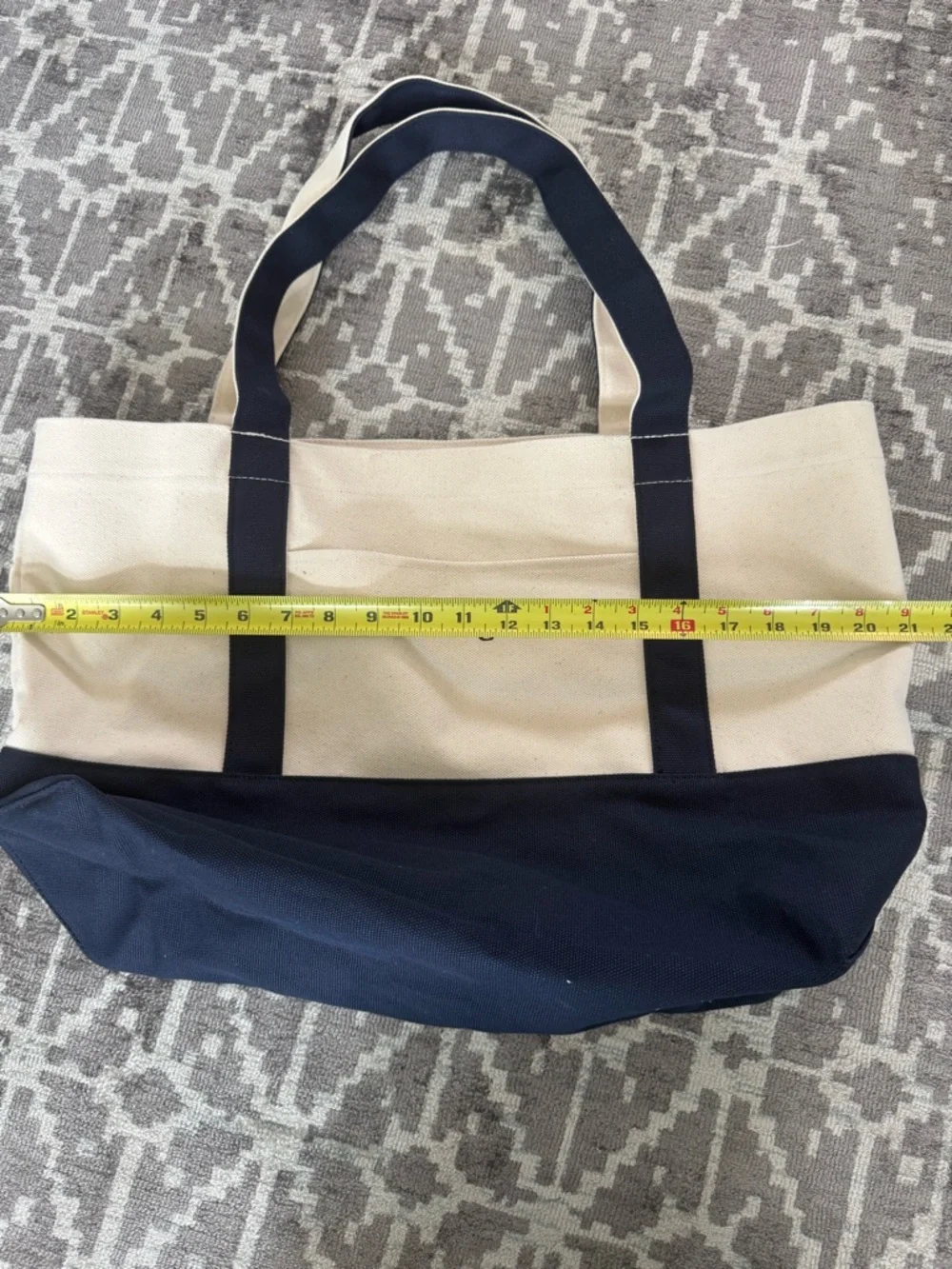 J.P. Morgan Canvas Tote Bag in Cream and Navy